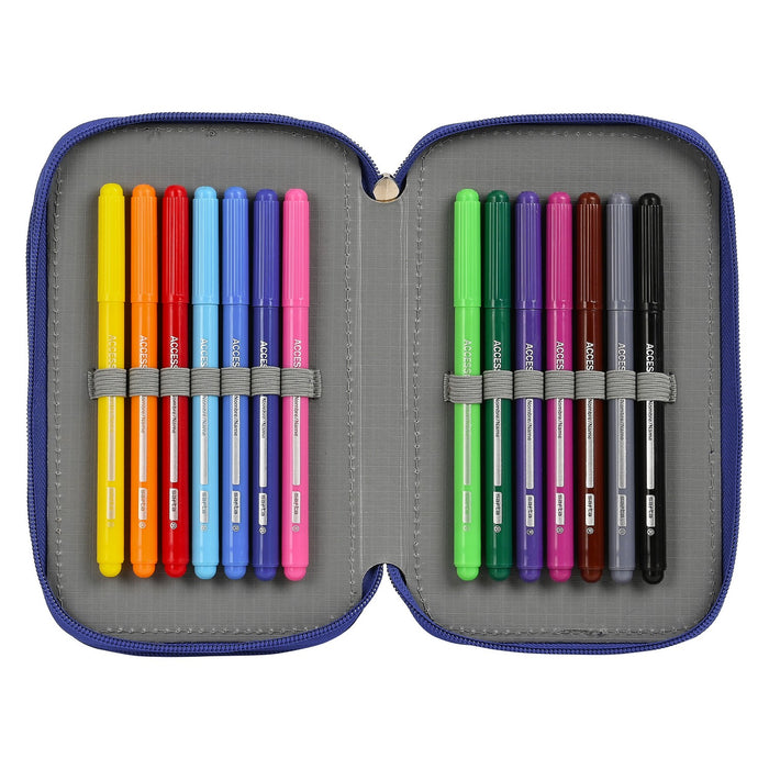 Double Pencil Case Real Madrid C.F. Blue White (28 pcs)