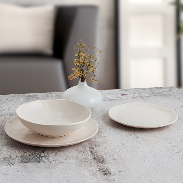 Flat Plate Bidasoa Cosmos White Ceramic 26 cm