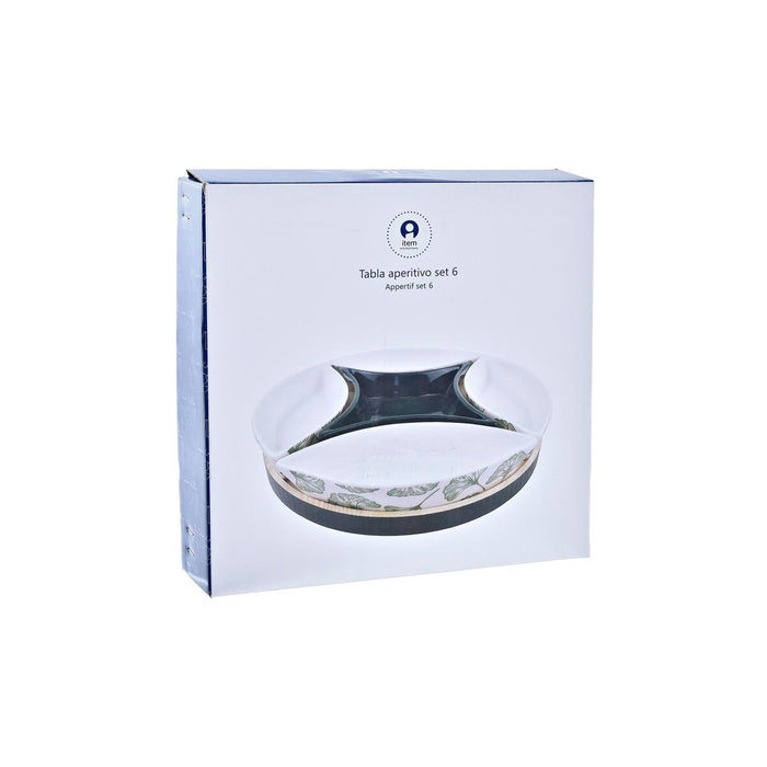 Appetizer Set DKD Home Decor Wood 22 x 22 x 1 cm Sheets Green Stoneware