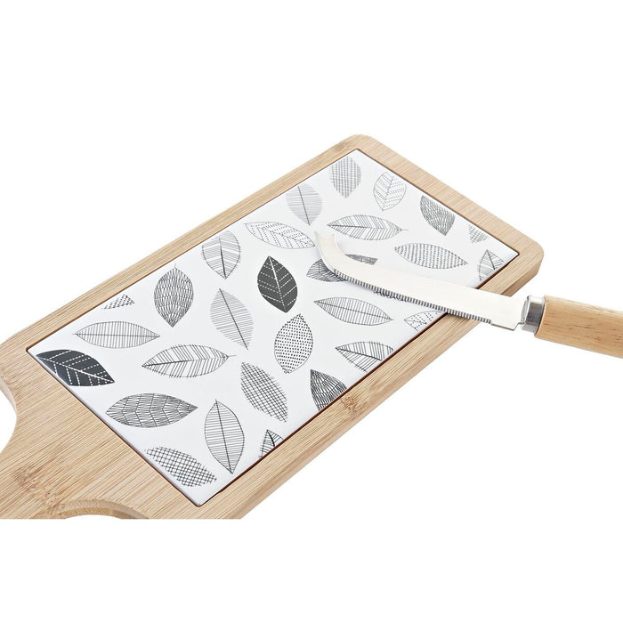 Appetizer Set DKD Home Decor White/Black Bamboo Stoneware Sheets Cottage 3 Pieces 33 x 12 x 1 cm (3 piezas)