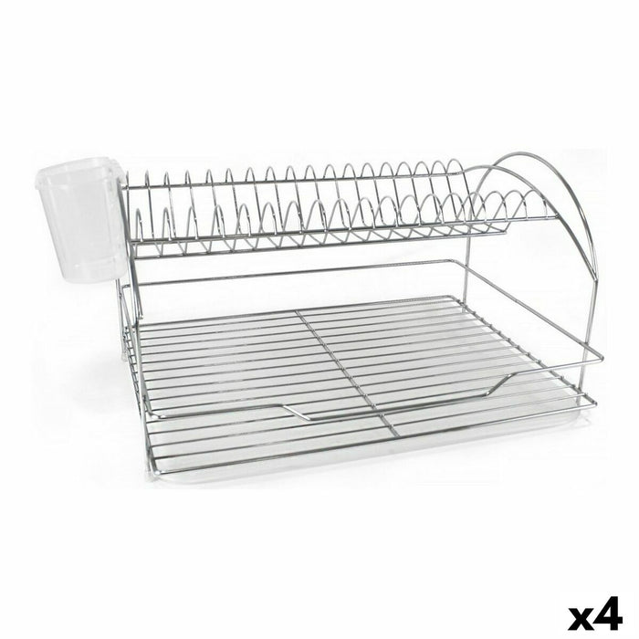 Draining Rack for Kitchen Sink Quttin White Silver Metal 46,5 x 35,5 x 26 cm 4,5 mm (4 Units)