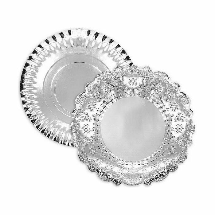 Snack tray Algon Circular Silver 35 x 35 x 2 cm (48 Units)