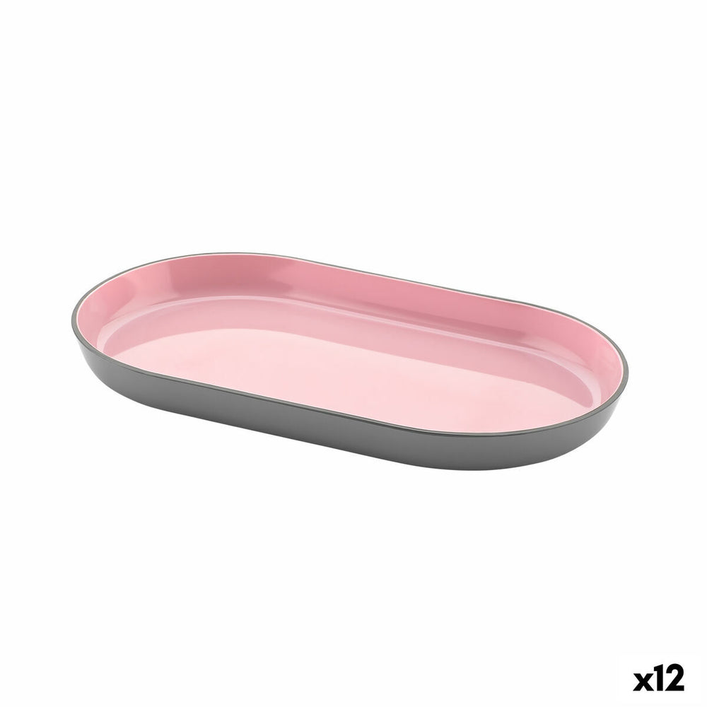 Tray Inde Melamin Pink/Grey 28 x 16 x 2,5 cm (12 Units)