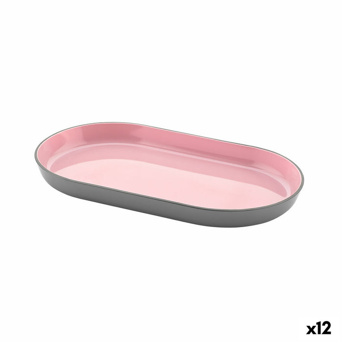 Tray Inde Melamin Pink/Grey 28 x 16 x 2,5 cm (12 Units)