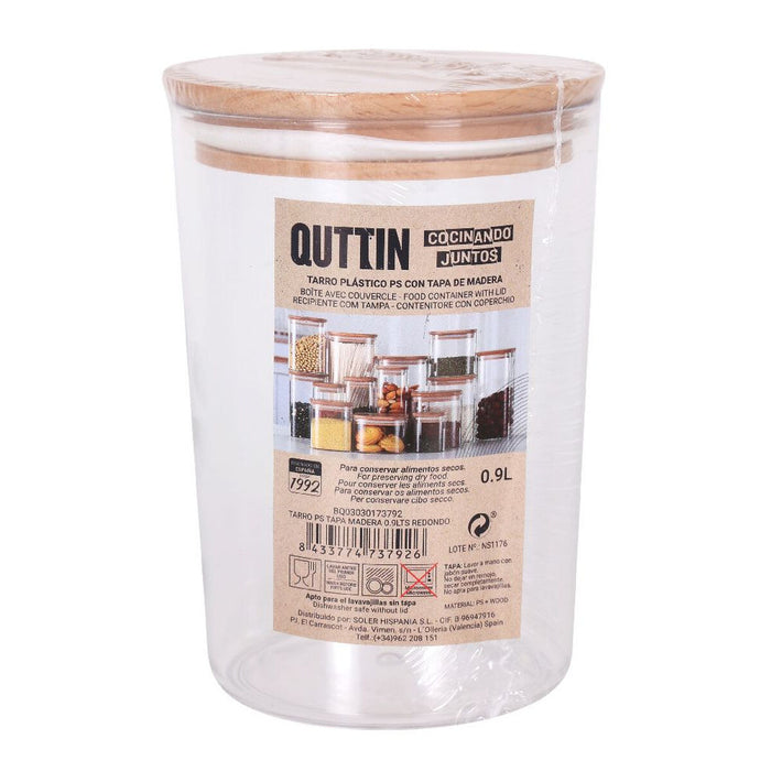 Jar Quttin With lid Plastic 900 ml 10,5 x 15 cm