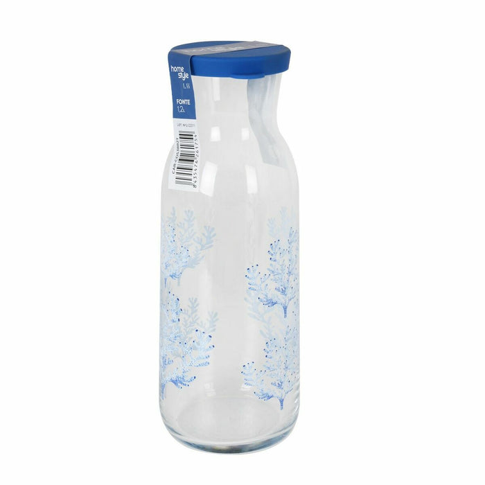 Glass Bottle Home Style Living Coral With lid 1,2 L (12 Units)