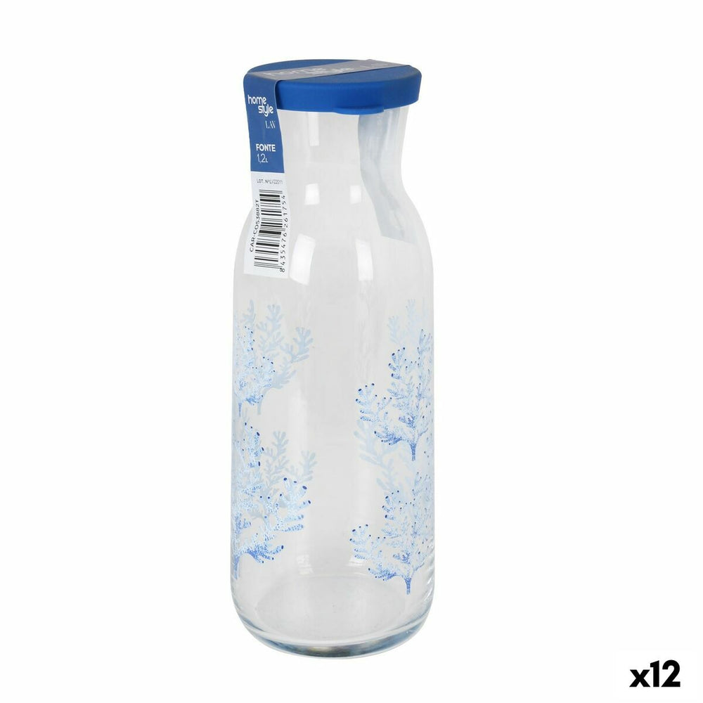Glass Bottle Home Style Living Coral With lid 1,2 L (12 Units)