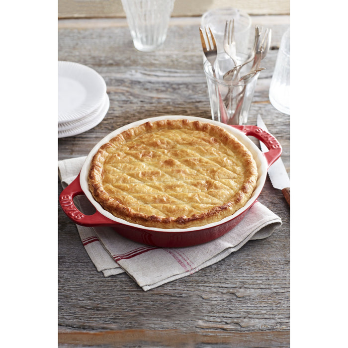 STAUB Ceramique 24 cm Ceramic Round Pie Dish, Cherry