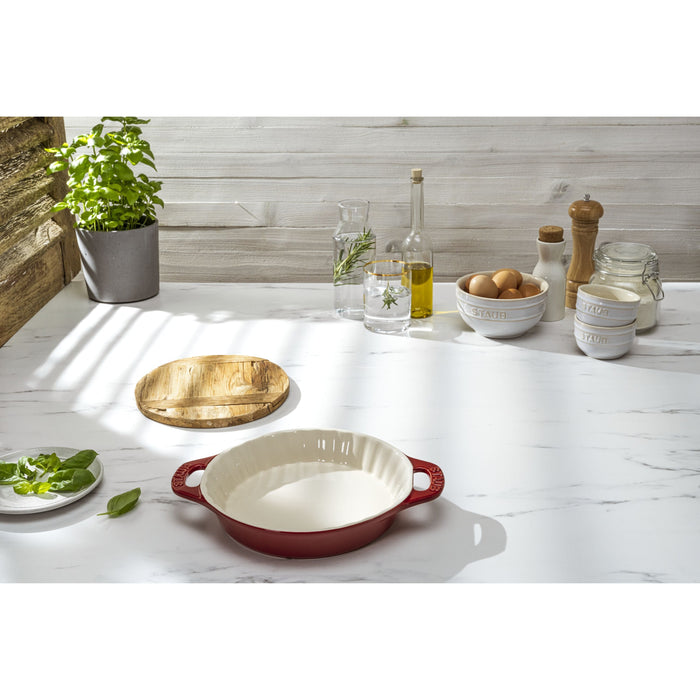 STAUB Ceramique 24 cm Ceramic Round Pie Dish, Cherry