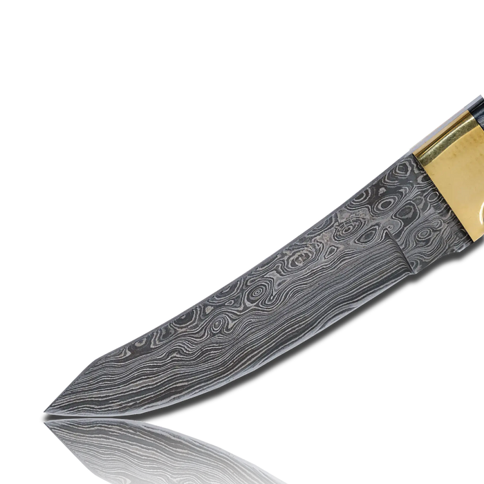 Hatif Hunter Special - Damascus Steel Skinner Knife 5 inch with Leather Sheath