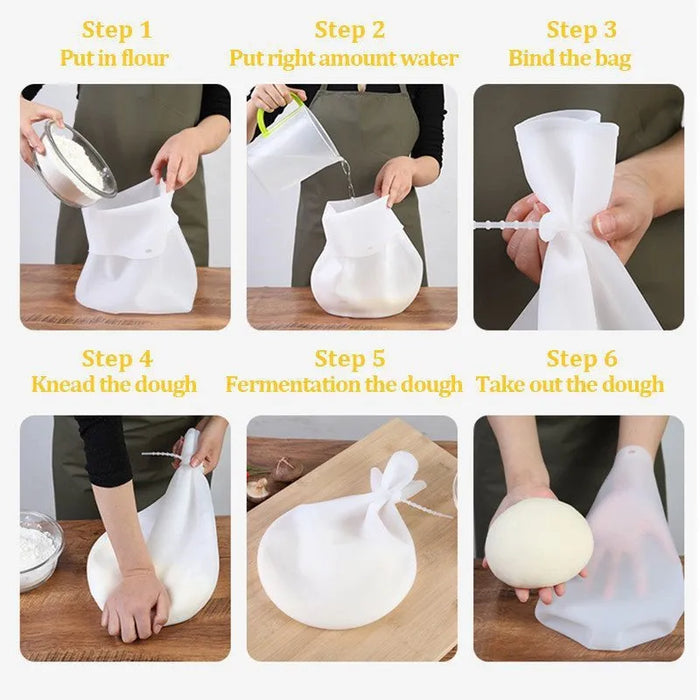 Food Grade Silicone Dough Kneading Bag Silicone Kneading Dough Bag Flour Mixer Bag Versatile Dough Mixer for Bread Pastry Pizza