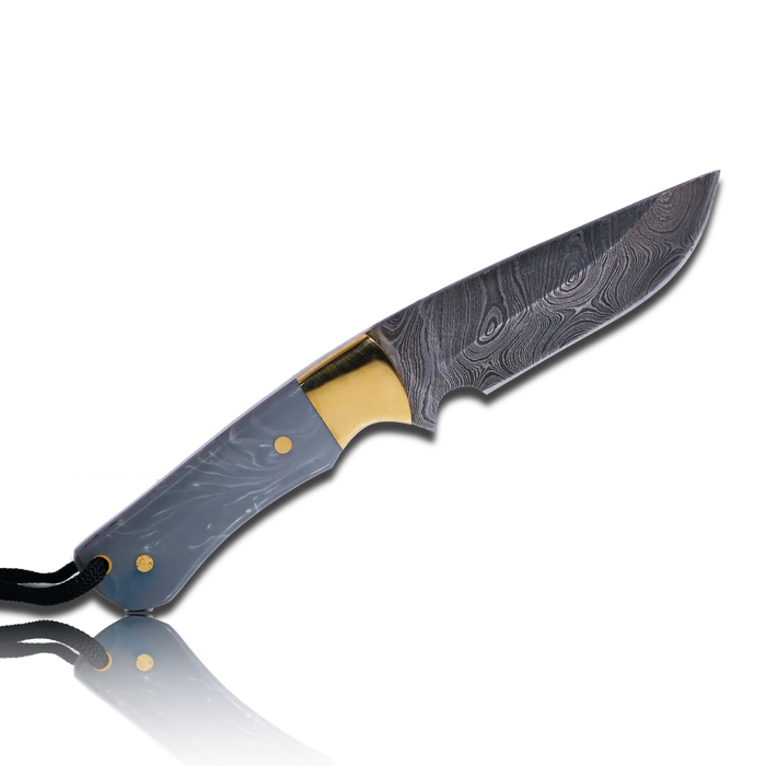 Original Kaito Damascus Steel Skinner Knife 4 inch blade with Premium Leather Sheath