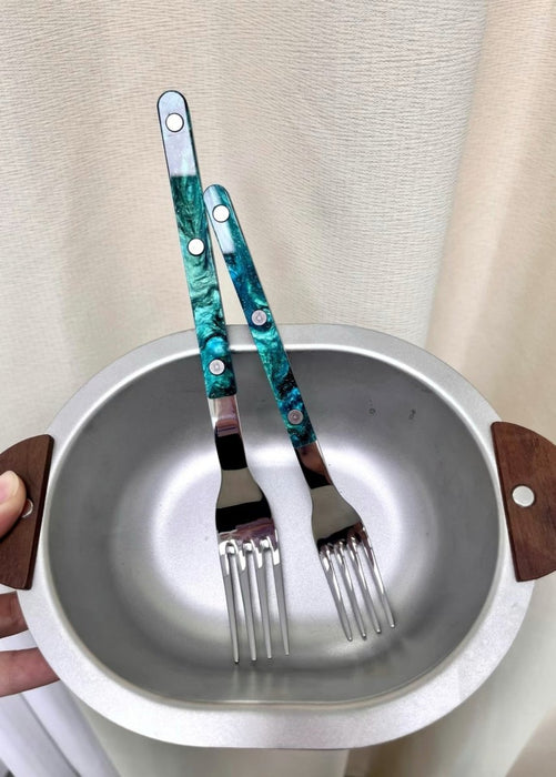 Set Of 10 Pcs Modern Elegant Terra Flatware - Bistrot Style Cutlery