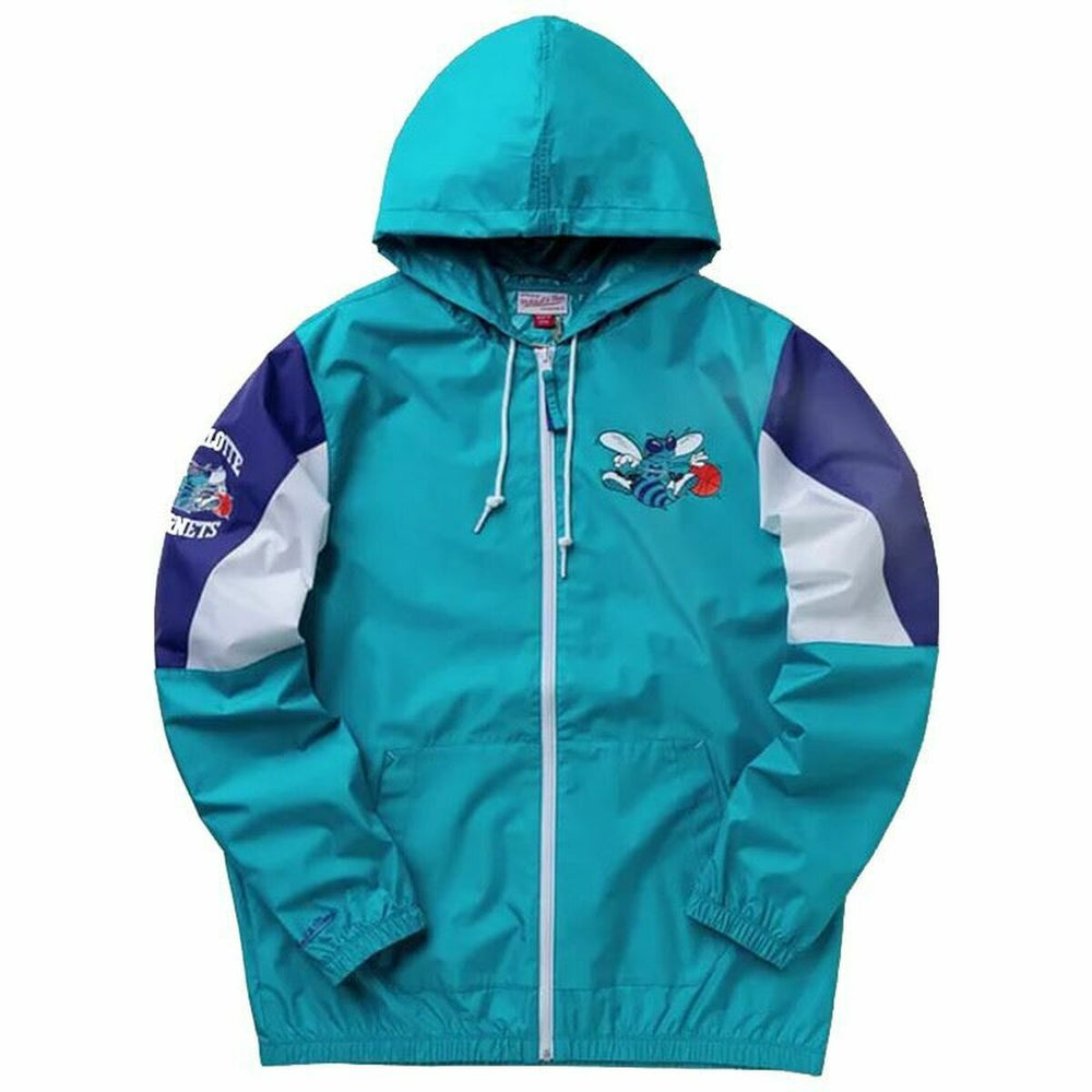 Men's Sports Jacket Mitchell & Ness Charlotte Hornets Basketball Blue Turquoise