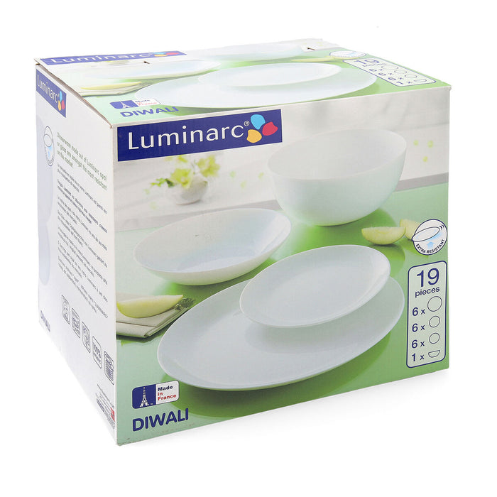 Dinnerware Set Luminarc Diwali White Glass 19 Pieces