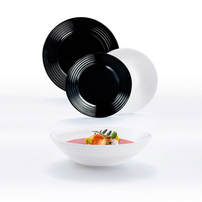 Tableware Luminarc 1900 Glass Black and white (18 Pieces)