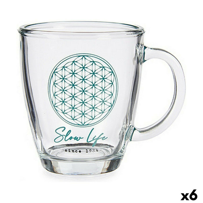 Mug Slow Life Transparent Glass (320 ml) (6 Units)