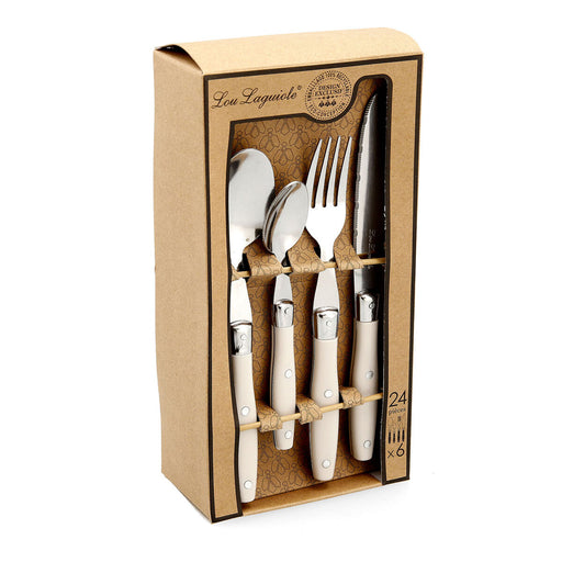 Cutlery Set Lou Laguiole Comptoir Beige Metal 24 Pieces