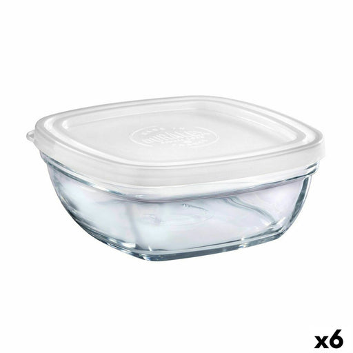 Square Lunch Box with Lid Duralex FreshBox Transparent 610 ml 14 x 14 x 6 cm (6 Units)