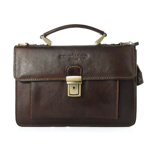 Women's Handbag Maison Heritage EDMOND-MARRON-FONCE Brown 26 x 18 x 8 cm