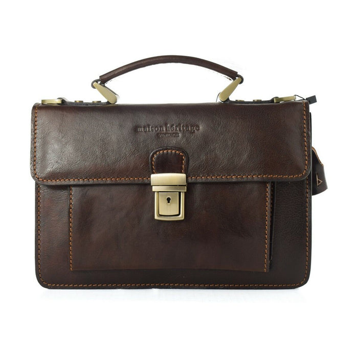 Women's Handbag Maison Heritage EDMOND-MARRON-FONCE Brown 26 x 18 x 8 cm