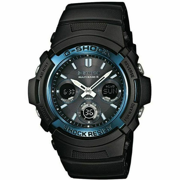 Men's Watch Casio AWG-M100A-1AER Blue Black (Ø 52 mm)