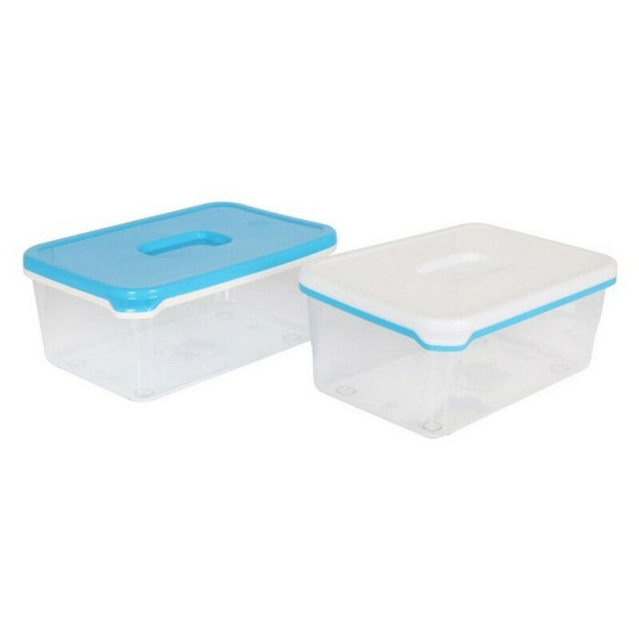 Rectangular Lunchbox with Lid White & Blue High