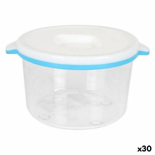 Round Lunch Box with Lid White & blue 250 ml Circular (30 Units)