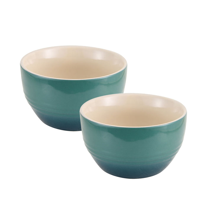 Set of bowls Bergner EXCALIBUR BG Green Cream Stoneware 580 ml