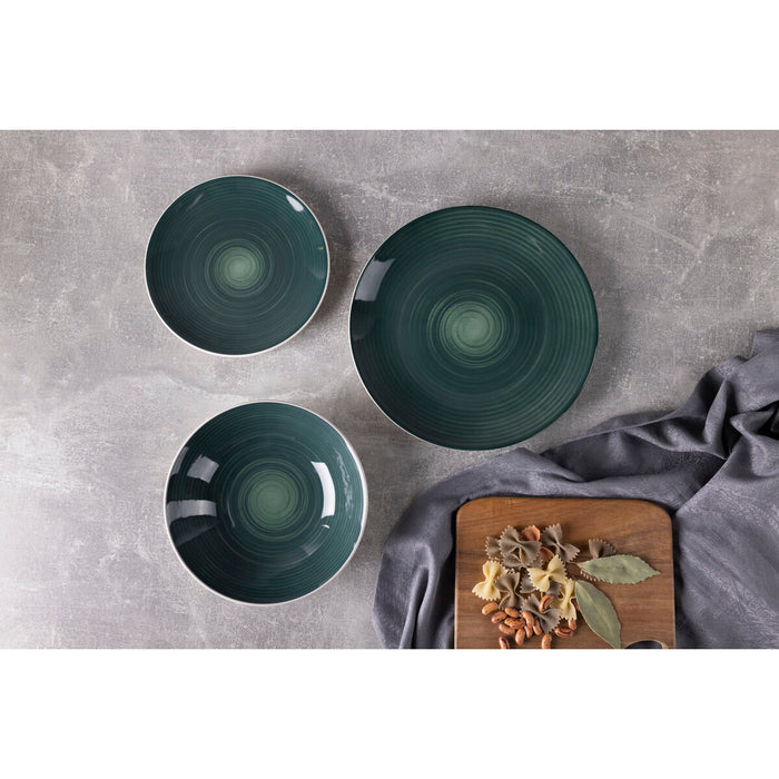 Tableware Bergner EXCALIBUR BG 12 Pieces Green Cream Stoneware