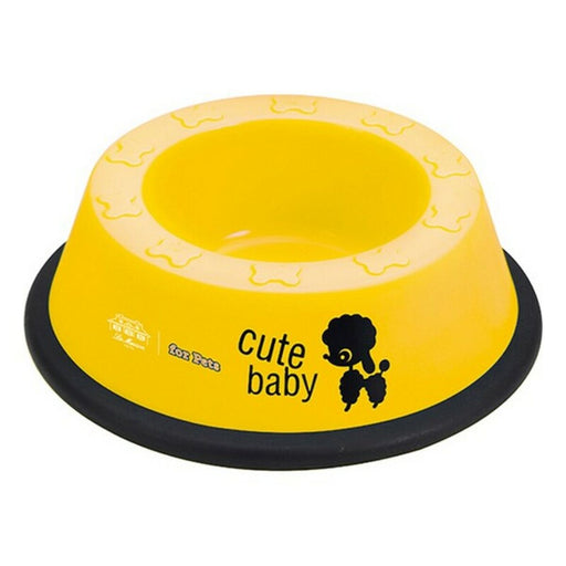 Pet feeding dish Hearts & Homies M Yellow Plastic