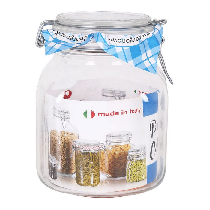 Glass Jar Borgonovo Transparent Hermetic (1,7 L) (12 x 12 x 17 cm)