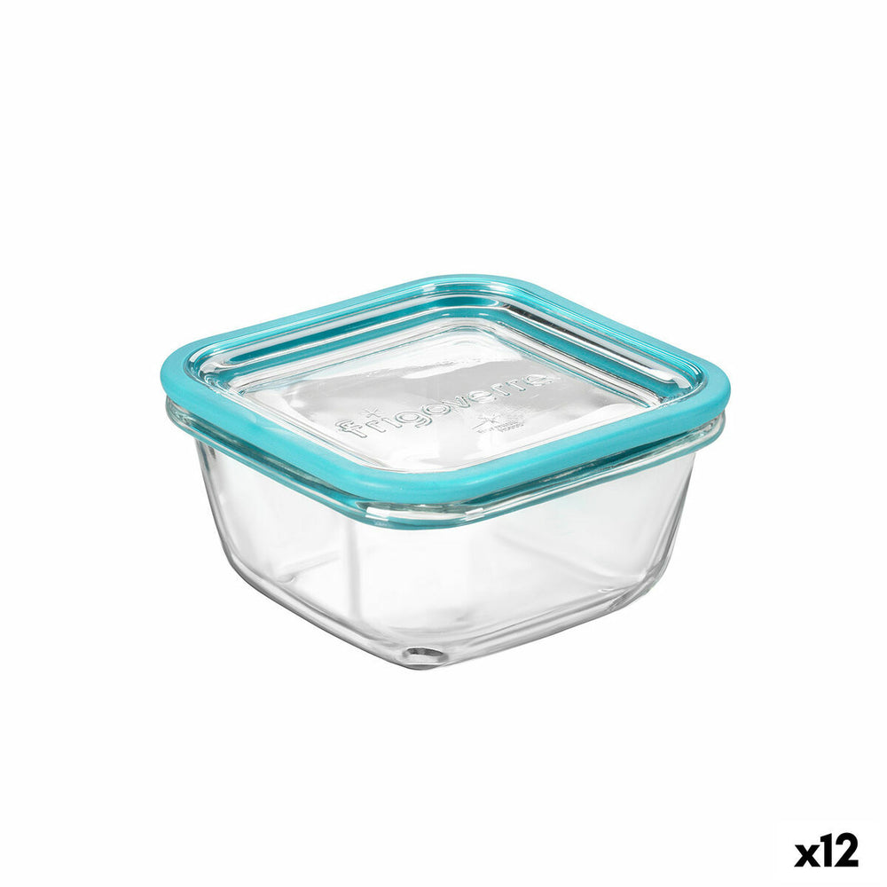 Square Lunch Box with Lid Bormioli Rocco Frigoverre Future Transparent Glass 420 ml (12 Units)