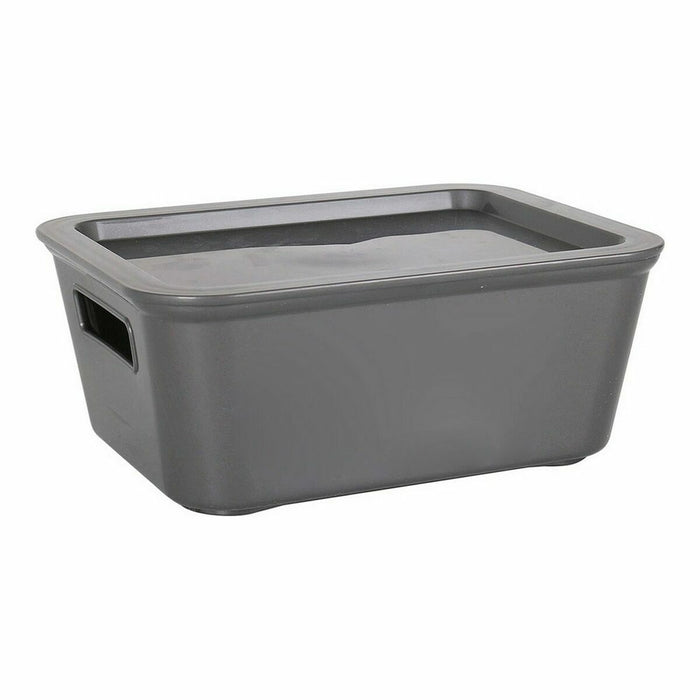 Storage Box with Lid Bella Anthracite 17,9 x 13,9 x 7,2 cm (12 Units) (18 x 14 x 7 cm)