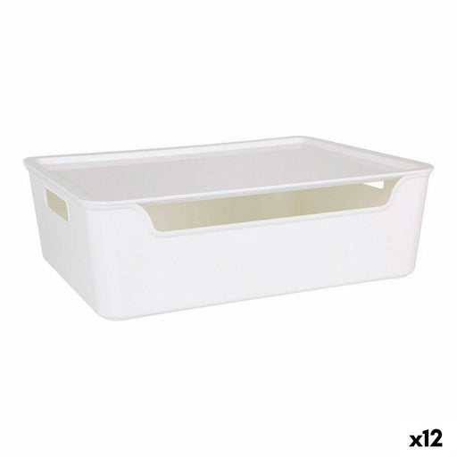 Storage Box with Lid Bella Anthracite 36 x 28 x 11,2 cm (12 Units) (36 x 28 x 11 cm)