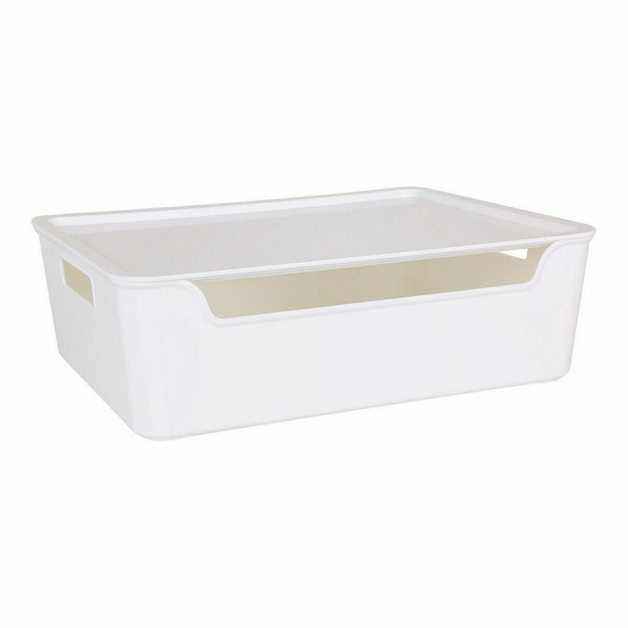 Storage Box with Lid Bella White 36 x 28 x 11,2 cm (12 Units) (36 x 28 x 11 cm)