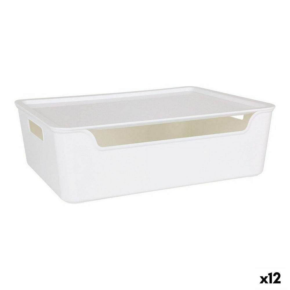 Storage Box with Lid Bella White 36 x 28 x 11,2 cm (12 Units) (36 x 28 x 11 cm)
