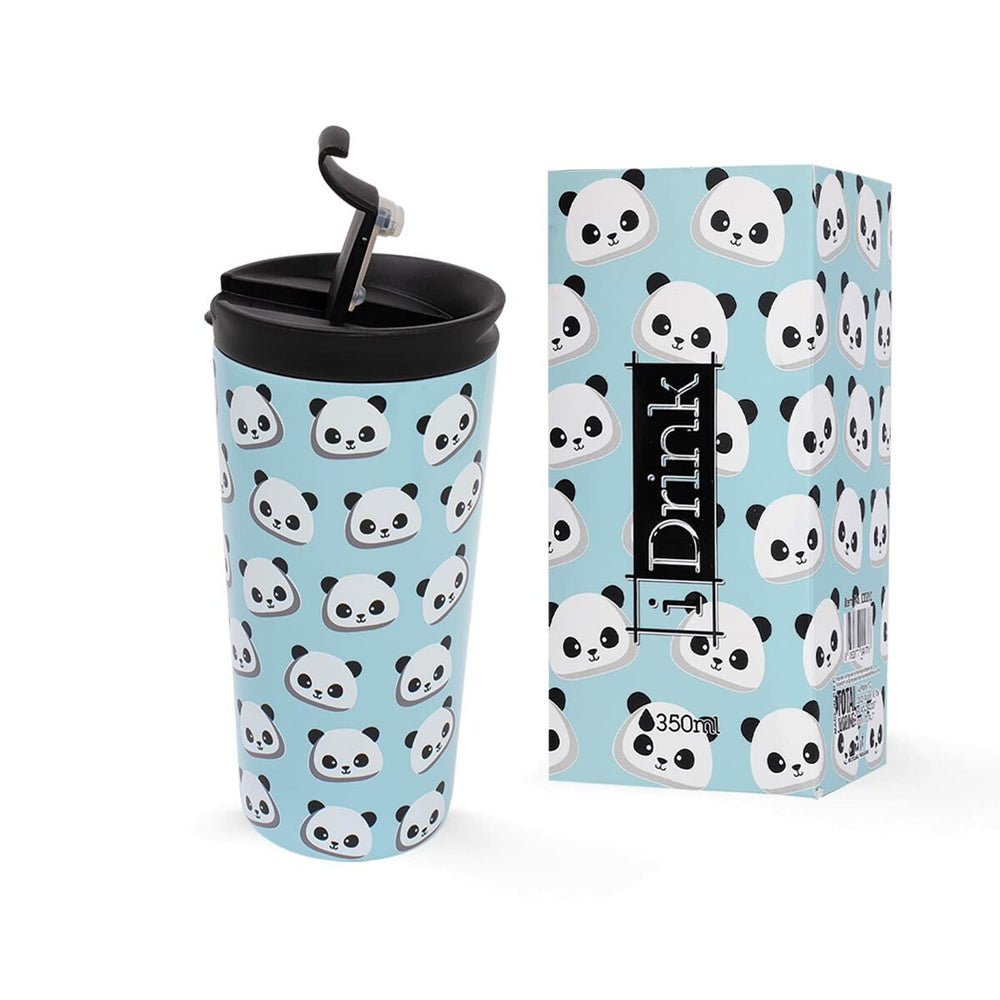 Thermal Cup with Lid iTotal Double wall Blue Panda bear Stainless steel 350 ml