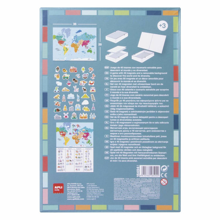 Magnetic Game Apli World Map Multicolour