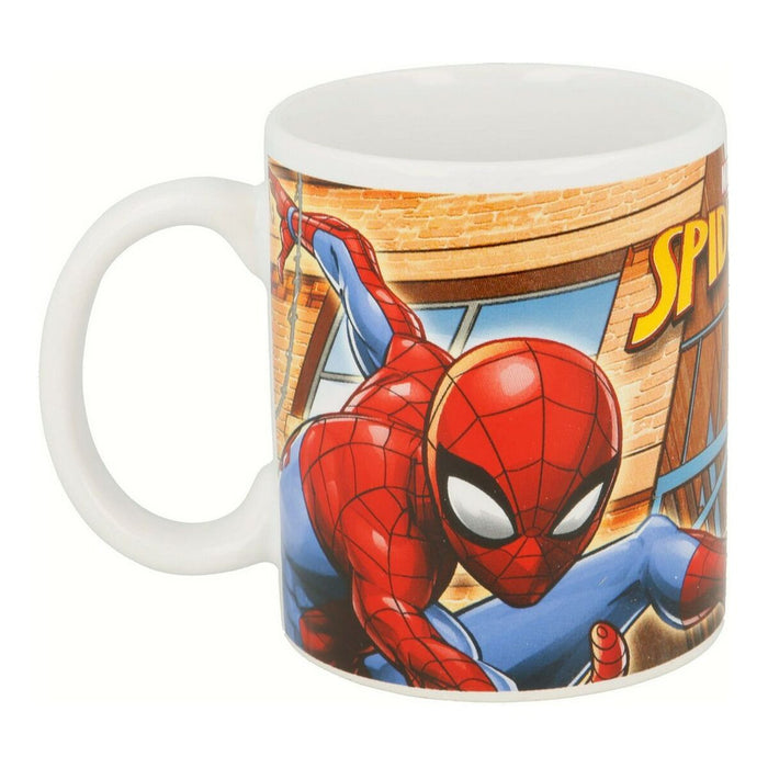 Mug Spider-Man Great power Blue Red Ceramic 350 ml