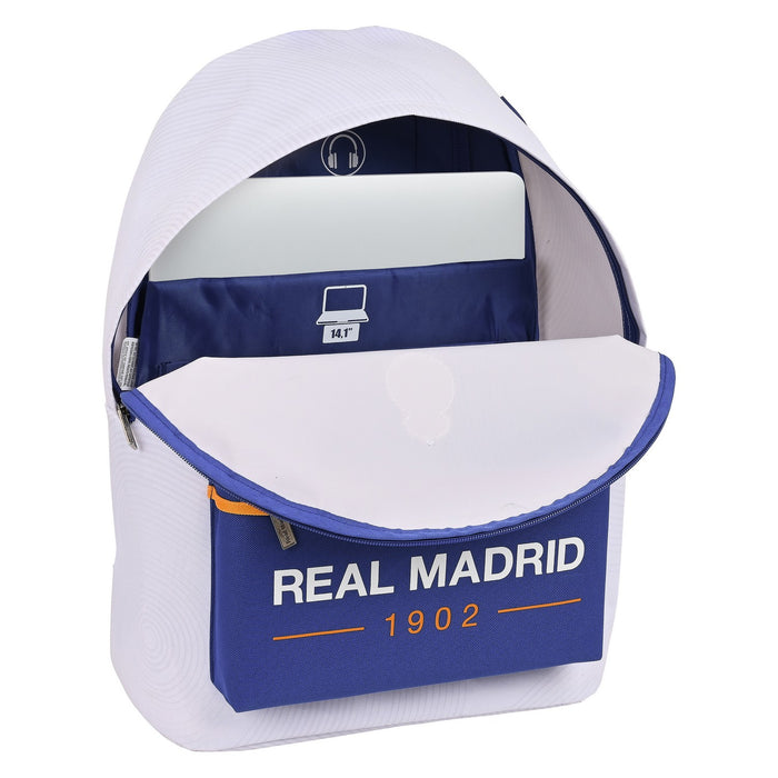 Rucksack for Laptop with Headphone Output Real Madrid C.F. Blue White