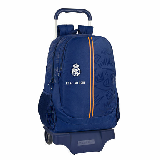 School Rucksack with Wheels Real Madrid C.F. Blue (32 x 44 x 16 cm)