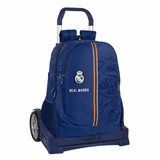 School Rucksack with Wheels Real Madrid C.F. Blue (32 x 44 x 16 cm)