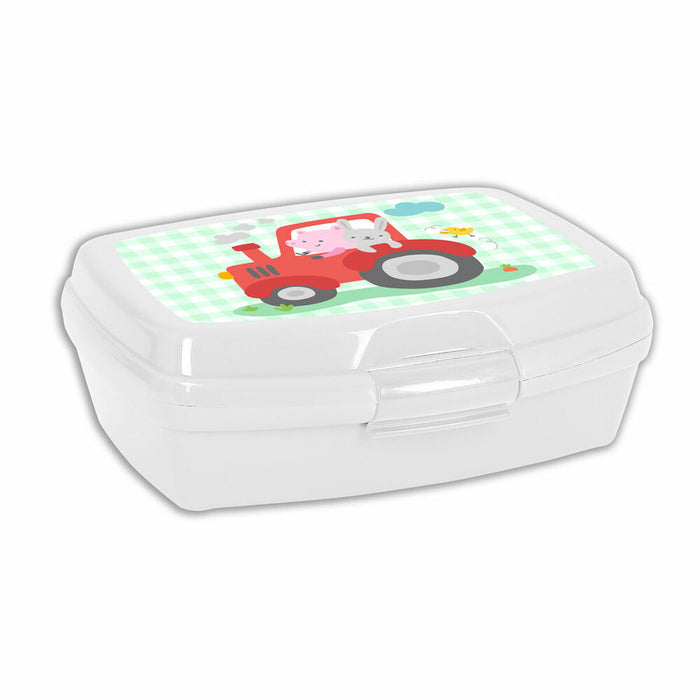 Sandwich Box Safta Granja Plastic White Light Green (17 x 6 x 14 cm)