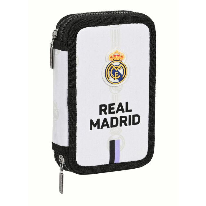 Double Pencil Case Real Madrid C.F. White Black (28 Pieces)