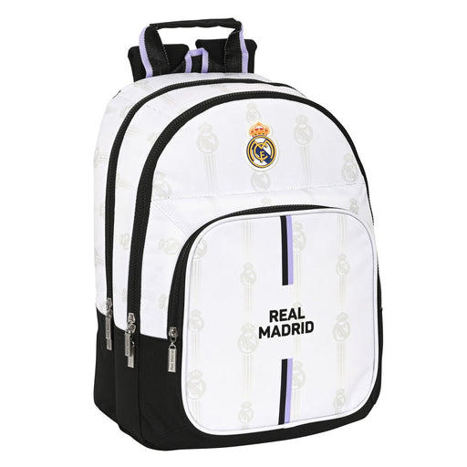 School Bag Real Madrid C.F. Black White (32 x 42 x 16 cm)