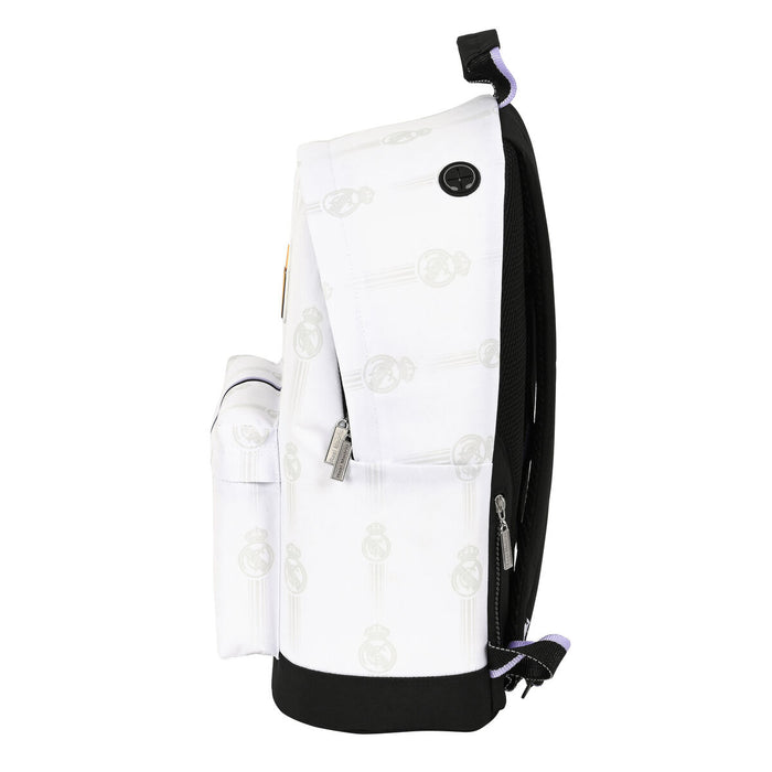 School Bag Real Madrid C.F. Black White (31 x 41 x 16 cm)