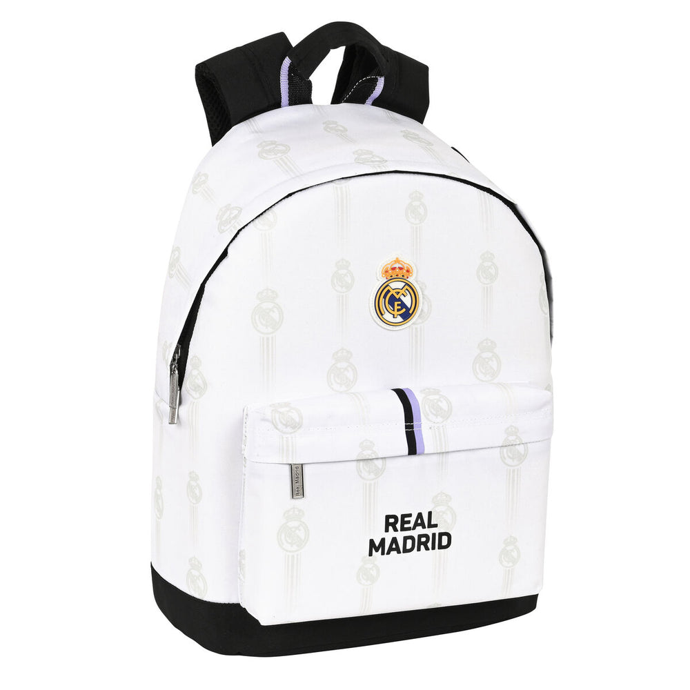 School Bag Real Madrid C.F. Black White (31 x 41 x 16 cm)