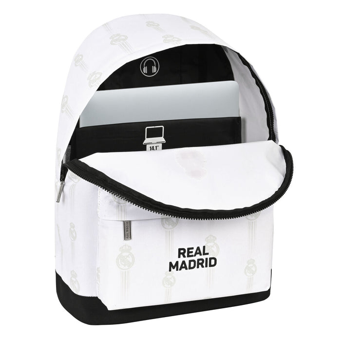 School Bag Real Madrid C.F. Black White (31 x 41 x 16 cm)