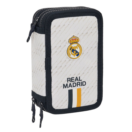 Triple Pencil Case Real Madrid C.F. White 12.5 x 19.5 x 5.5 cm (36 Pieces)